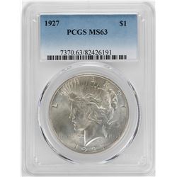 1927 $1 Peace Silver Dollar Coin PCGS MS63