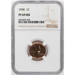 1958 Proof Lincoln Wheat Cent Coin NGC PF69RD Graded Top Pop