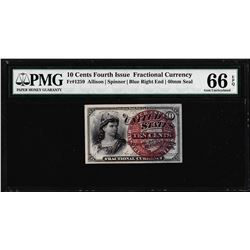 1863 Ten Cents Fourth Issue Fractional Note Fr.1259 PMG Gem Uncirculated 66EPQ