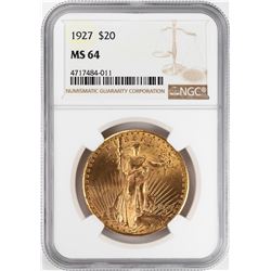 1927 $20 St. Gaudens Double Eagle Gold Coin NGC MS64