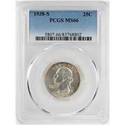 1938-S Washington Quarter Coin PCGS MS66