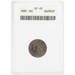 1835 Capped Bust Dime Coin ANACS XF45