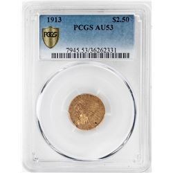 1913 $2 1/2 Indian Head Quarter Eagle Gold Coin PCGS AU53