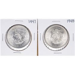 Lot of 1947-1948 Mexico Cinco Pesos Silver Coins