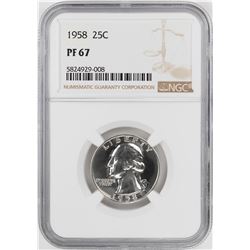 1958 Proof Washington Quarter Coin NGC PF67