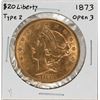 Image 1 : 1873 Open 3 $20 Liberty Head Double Eagle Gold Coin