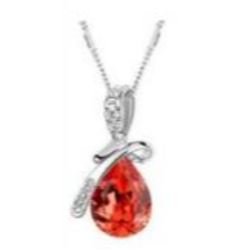 Austrian Crystal with Swarovski Elements - Tear drop shaped gem w/ribbon of clear gems above-Red