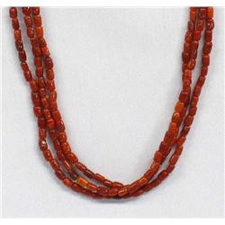 Navajo 3 Strand Coral Bead Necklace