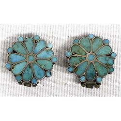 Vintage Zuni Sterling Turquoise Clip-On Earrings