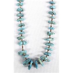 Navajo Turquoise Nugget and Shell Heishi Necklace