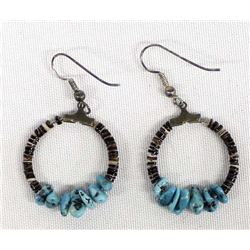 Navajo Shell Heishi & Turquoise Nugget Earrings