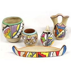 5 Pieces of Tesuque & Jemez Poster Paint Pottery