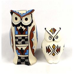 Pair of Native American Pottery Owls