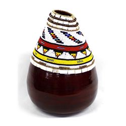 Hand Beaded Bamboo Vase by Kills Thunder