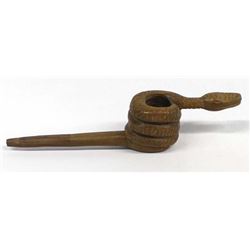 Ethnic Carved Wood Snake Pipe