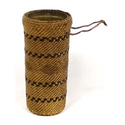 Antique African Congo Basket Covered Glass Jar