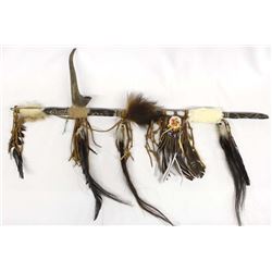 Apache Carved Wood & Antler Pipe