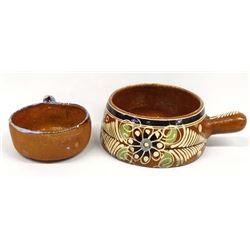 2 Vintage Mexican Redware Pottery Bowls