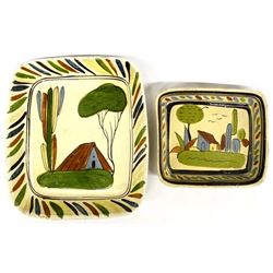 2 Vintage Mexican Glazed Pottery Dishes