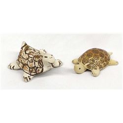 2 Native American Pottery Turtles