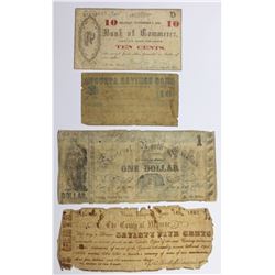 FOUR VARIOUS SOUTHERN CIVIL WAR SCRIP