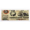 Image 2 : 1862 $1 CENTRAL BANK OF VIRIGINIA