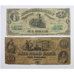 2 RAILROAD OBSOLETE NOTES 1854-71