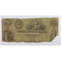 1852 $1 STATE STOCK BANK INDIANA