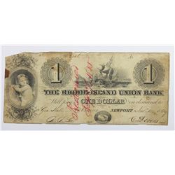 1849 $1 RHODE ISLAND UNION BANK