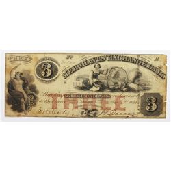 1854 $3 MERCHANTS EXCHANGE BANK