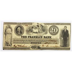 1836 $20 FRANKLIN BANK BOSTON