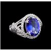 14KT White Gold 6.77 ctw Tanzanite and Diamond Ring
