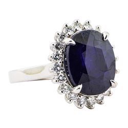 11.05 ctw Sapphire And Diamond Ring - 14KT White Gold