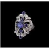 1.42 ctw Tanzanite, Sapphire and Diamond Ring - 14KT White Gold