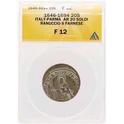 1646 Italy-Parma Ranuccio II Farnese 20 Soldi ANACS F12