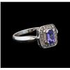 Image 1 : 14KT White Gold 0.64 ctw Tanzanite and Diamond Ring