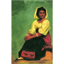 Costume Study of a Seated Woman by Albert Bierstadt