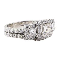 2.12 ctw Diamond Ring And Attached Band - 10KT White Gold