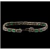 Image 3 : 1.30 ctw Emerald and Diamond Bracelet - 18KT White Gold