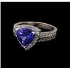 2.88 ctw Tanzanite and Diamond Ring - 14KT White Gold