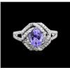 Image 2 : 1.63 ctw Tanzanite and Diamond Ring - 18KT White Gold