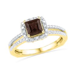 Lab-Created Smoky Quartz Solitaire Ring 3/4 Cttw 10kt Yellow Gold