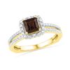 Image 1 : Lab-Created Smoky Quartz Solitaire Ring 3/4 Cttw 10kt Yellow Gold