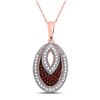Image 1 : Round Red Color Enhanced Diamond Oval Pendant 1/5 Cttw 10kt Rose Gold