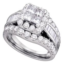 Diamond Halo Cluster Bridal Wedding Engagement Ring 3.00 Cttw 14kt White Gold