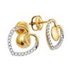 Image 1 : Diamond Heart Screwback Earrings 1/4 Cttw 10kt Yellow Gold