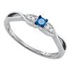 Image 1 : Round Blue Color Enhanced Diamond Solitaire Promise Bridal Ring 1/8 Cttw 10kt White Gold