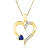 Image 1 : Round Lab-Created Blue Sapphire Heart Pendant 1/20 Cttw 10kt Yellow Gold