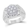 Image 1 : Mens Diamond Scalloped Cluster Ring 1.00 Cttw 10kt White Gold