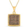 Image 1 : Round Brown Diamond Square Pendant 1/2 Cttw 10kt Yellow Gold